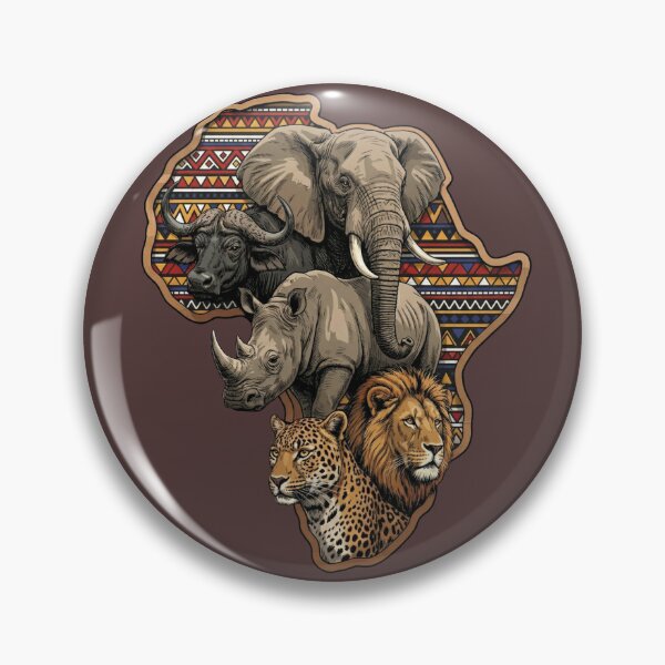 Item preview, African Big Five Safari Animals Map Elephant Lion designed and sold by d247.