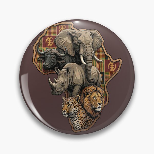 Item preview, African Big Five Wildlife Kente Map designed and sold by d247.