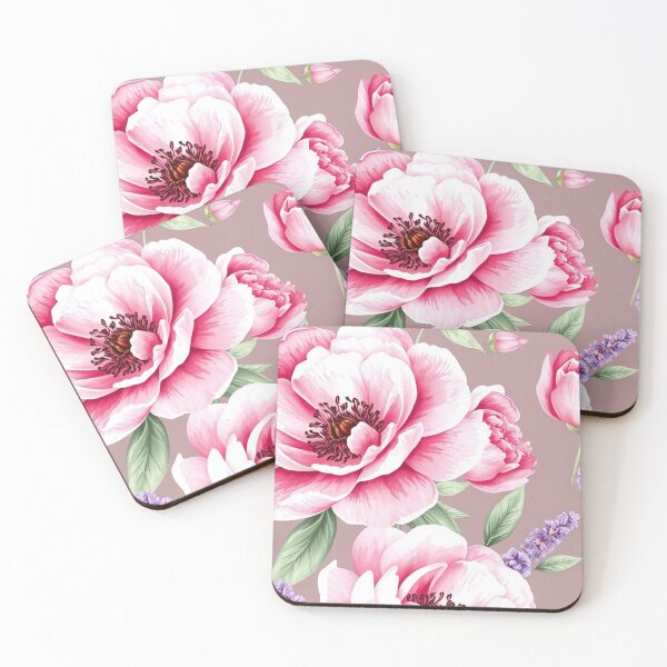 Item preview, Romantic Vintage Peony Pattern with Lavender Sprigs - Watercolor Floral Design designed and sold by IntelliMindDesigns.