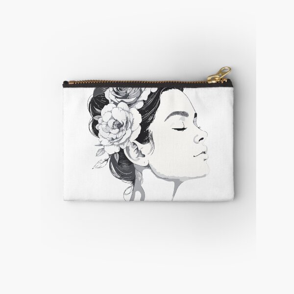 Item preview, Black and White Floral Bun Woman Print - Monochrome Botanical Female Portrait Moody Wall Art designed and sold by BestChoiceService.
