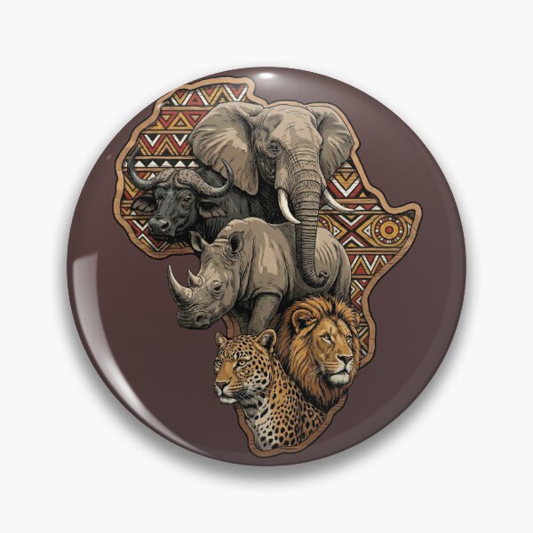 Item preview, African Big Five Safari Animals Map Outline designed and sold by d247.