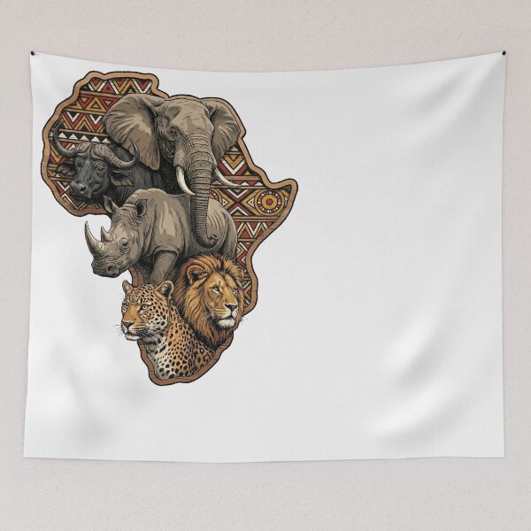 Item preview, African Big Five Safari Animals Map Outline designed and sold by d247.