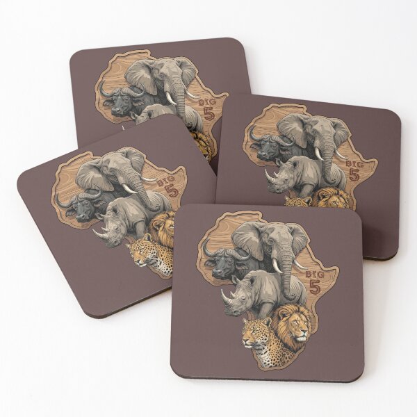Item preview, African Wildlife Elephant Lion Rhino Leopard Buffalo designed and sold by d247.