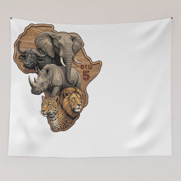 Item preview, African Wildlife Elephant Lion Rhino Leopard Buffalo designed and sold by d247.