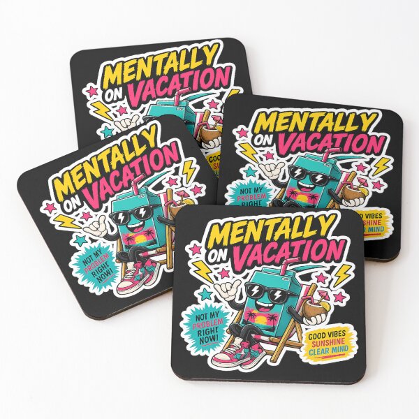Item preview, Mentally On Vacation Funny Summer Sticker | Tropical Cartoon Drink Character designed and sold by Snackwave Ninety.