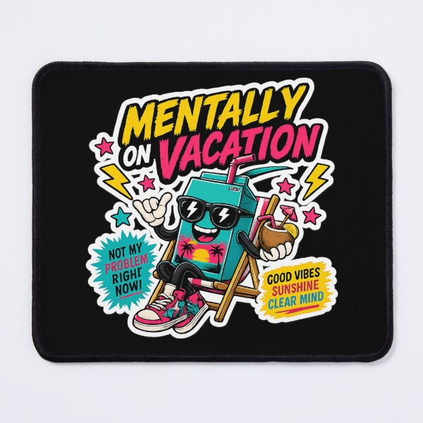 Item preview, Mentally On Vacation Funny Summer Sticker | Tropical Cartoon Drink Character designed and sold by Snackwave Ninety.
