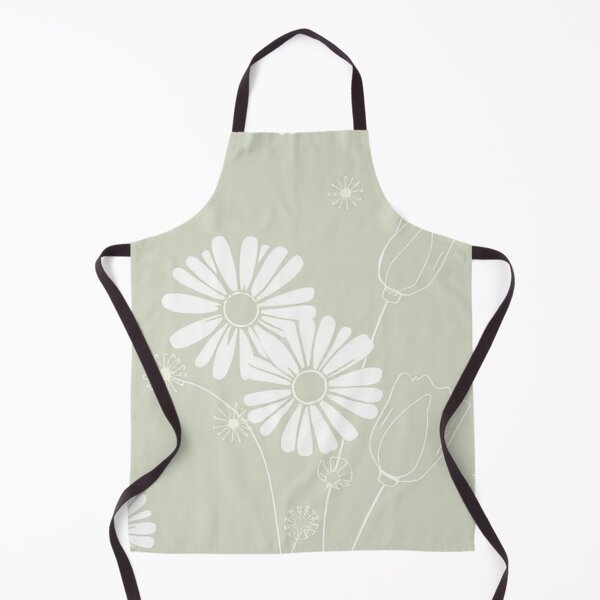 Item preview, Soft Minimalist Floral Pattern on Sage Green - Hand-Drawn Daisies and Tulips designed and sold by IntelliMindDesigns.