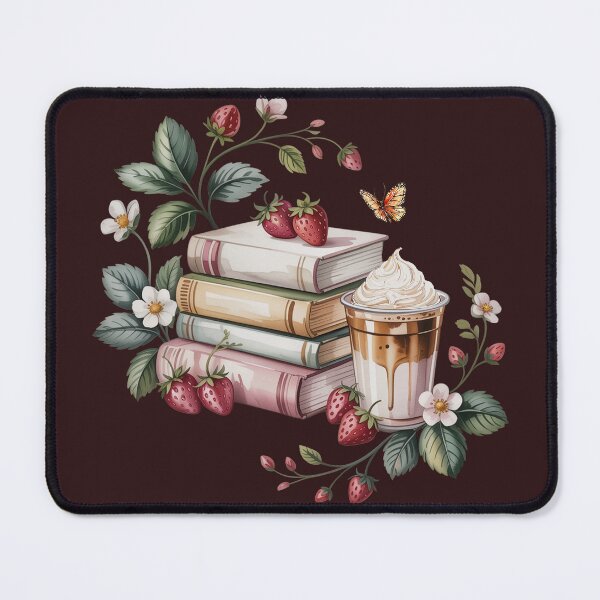 Item preview, Strawberries & Coffee Books Wildflower Botanical Watercolor | Cottagecore Aesthetic Reading Lover Gift designed and sold by Cute & Sassy Custom Gifting Boutiques.