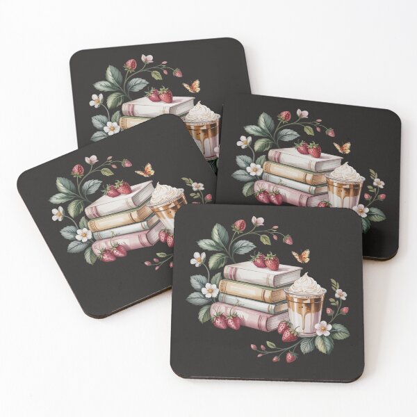 Item preview, Strawberries & Coffee Books Wildflower Botanical Watercolor | Cottagecore Aesthetic Reading Lover Gift designed and sold by tamdevo1.