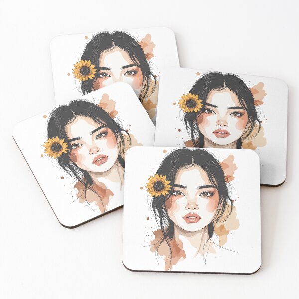 Item preview, Aesthetic Sunflower Woman Portrait Print - Abstract Watercolor Earth Tones Female Wall Art designed and sold by BestChoiceService.