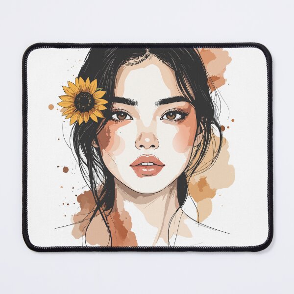 Item preview, Aesthetic Sunflower Woman Portrait Print - Abstract Watercolor Earth Tones Female Wall Art designed and sold by BestChoiceService.