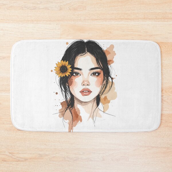 Item preview, Aesthetic Sunflower Woman Portrait Print - Abstract Watercolor Earth Tones Female Wall Art designed and sold by BestChoiceService.
