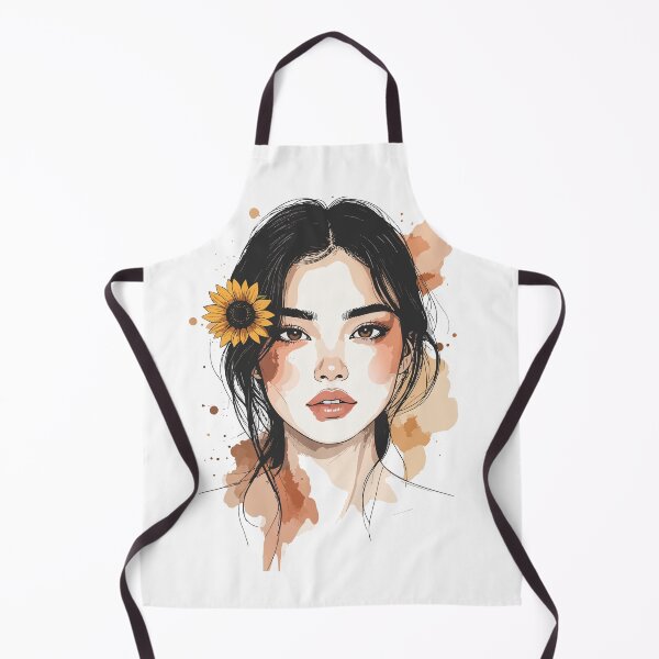 Item preview, Aesthetic Sunflower Woman Portrait Print - Abstract Watercolor Earth Tones Female Wall Art designed and sold by BestChoiceService.
