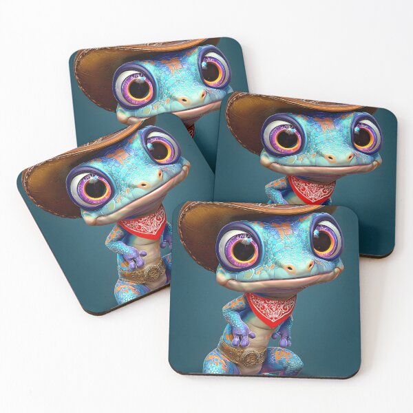 Item preview, Colorful Cartoon Gecko in Cowboy Outfit designed and sold by Artessie.