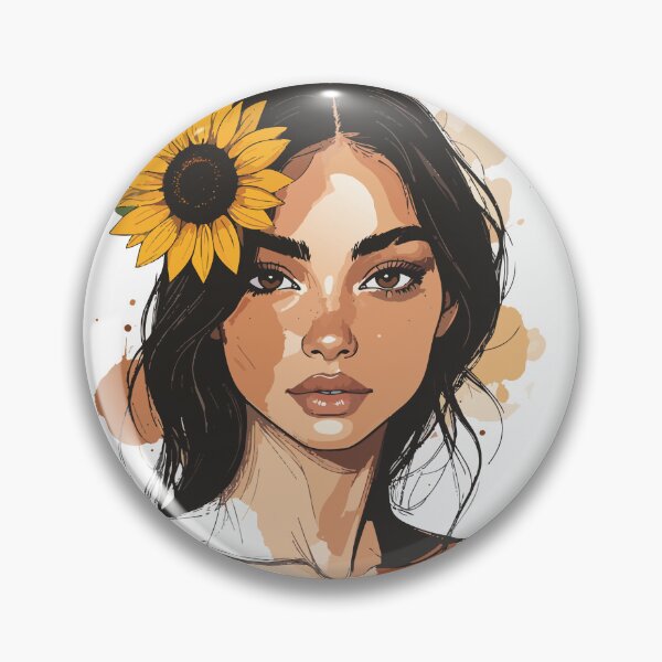 Item preview, Aesthetic Front Face Sunflower Woman Print - Abstract Watercolor Earth Tones Female Wall Art designed and sold by BestChoiceService.