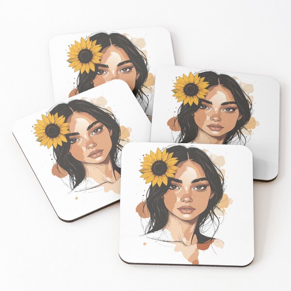 Item preview, Aesthetic Front Face Sunflower Woman Print - Abstract Watercolor Earth Tones Female Wall Art designed and sold by BestChoiceService.