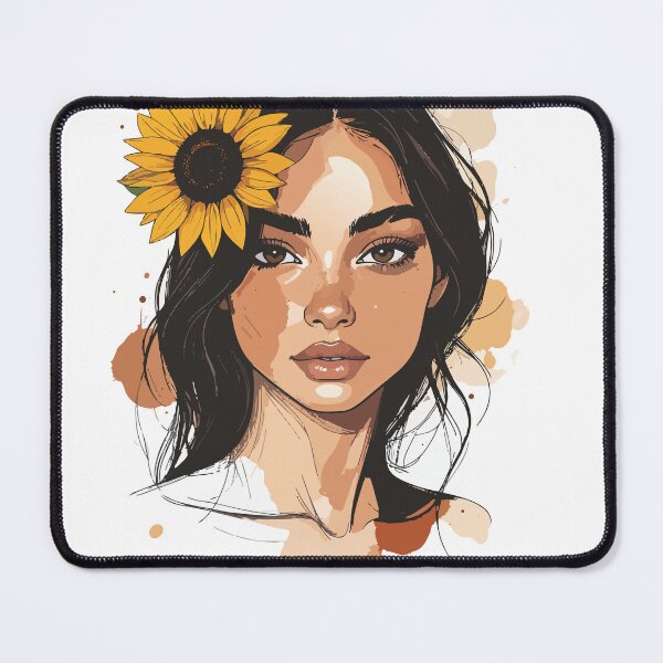 Item preview, Aesthetic Front Face Sunflower Woman Print - Abstract Watercolor Earth Tones Female Wall Art designed and sold by BestChoiceService.