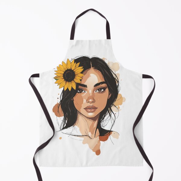 Item preview, Aesthetic Front Face Sunflower Woman Print - Abstract Watercolor Earth Tones Female Wall Art designed and sold by BestChoiceService.