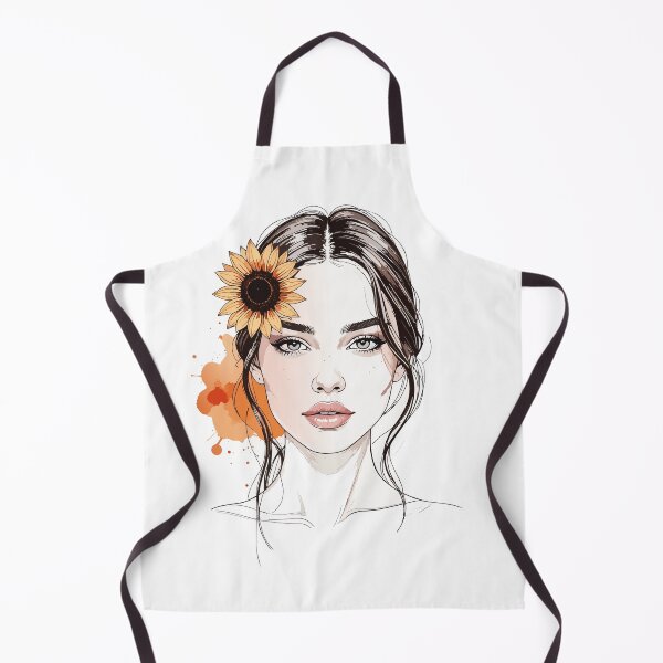 Item preview, Aesthetic Sunflower Woman Portrait Print - Grey Eyes Watercolor Female Face Modern Boho Wall Art designed and sold by BestChoiceService.