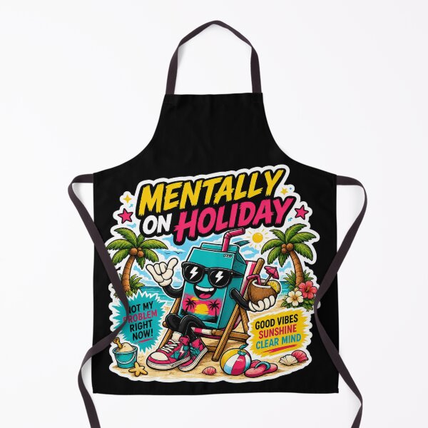 Item preview, Mentally On Holiday Funny Beach Sticker | Tropical Summer Cartoon designed and sold by Snackwave Ninety.