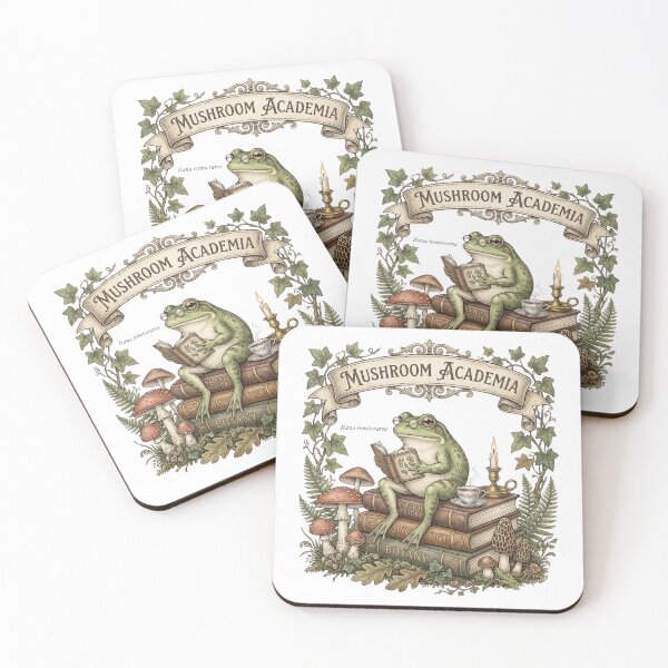 Item preview, Frog Scholar Reading Books Mushroom Academia Dark Cottagecore Cute Tee designed and sold by afarkar.