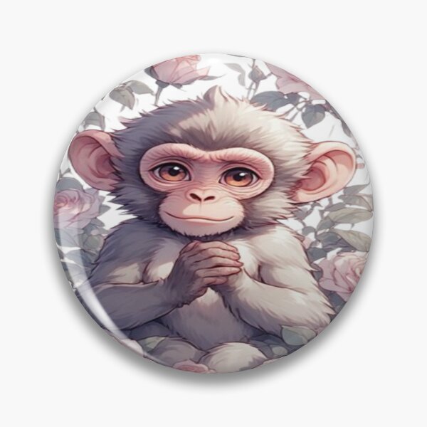 Item preview, Adorable Monkey Among Pink Roses designed and sold by PromisedArt.