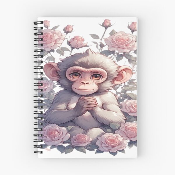 Item preview, Adorable Monkey Among Pink Roses designed and sold by PromisedArt.