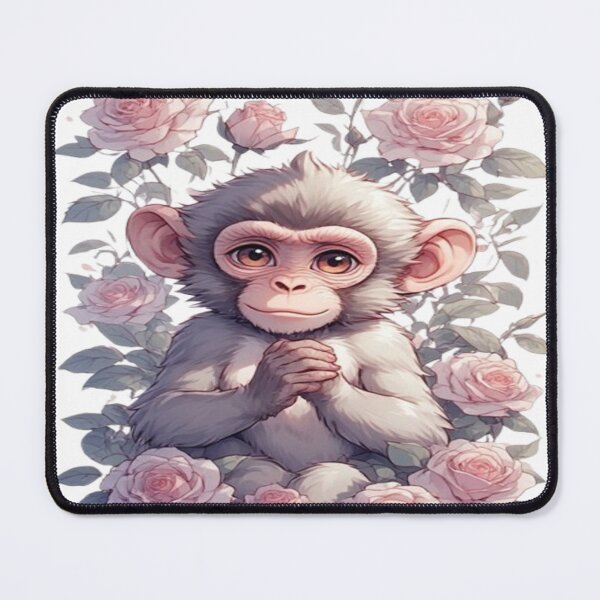 Item preview, Adorable Monkey Among Pink Roses designed and sold by PromisedArt.