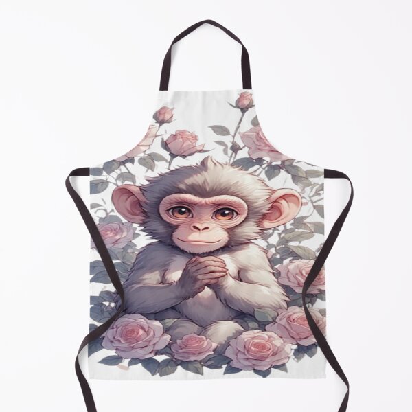 Item preview, Adorable Monkey Among Pink Roses designed and sold by PromisedArt.