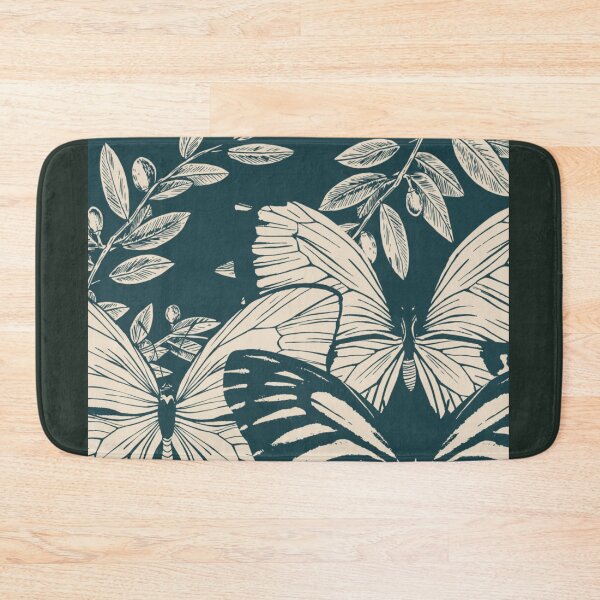 Item preview, Vintage Botanical Butterflies & Olive Branch - Indigo Line Art designed and sold by samahl_l.