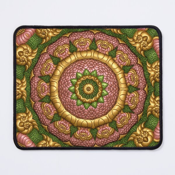 Item preview, Rose Gold Mandala — Sacred Geometry Fractal Art, Luxury Boho Wall Art Print, Green & Gold Spiritual Decor designed and sold by The Hand That Listens.