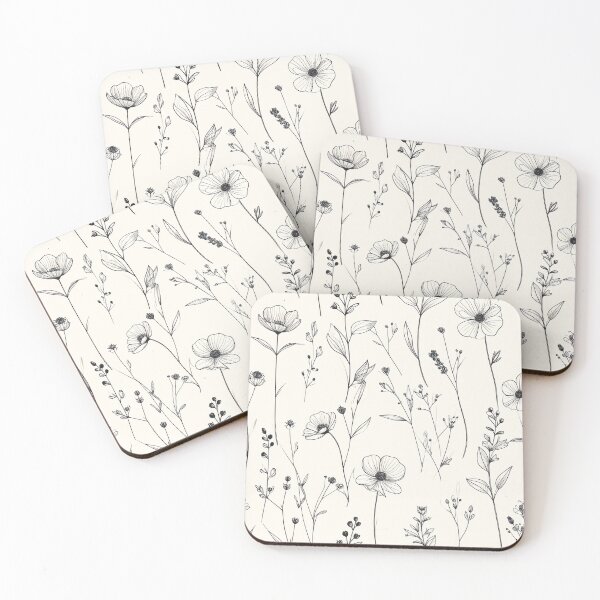 Item preview, Delicate Black White Botanical Line Drawing Seamless Pattern designed and sold by Grainwork.