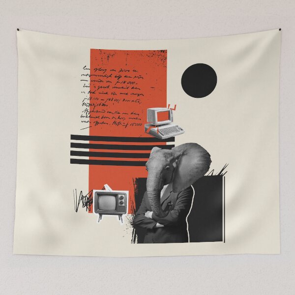 Item preview, ​The Memory Elephant - Surreal Retro Tech Dadaism Collage designed and sold by samahl_l.