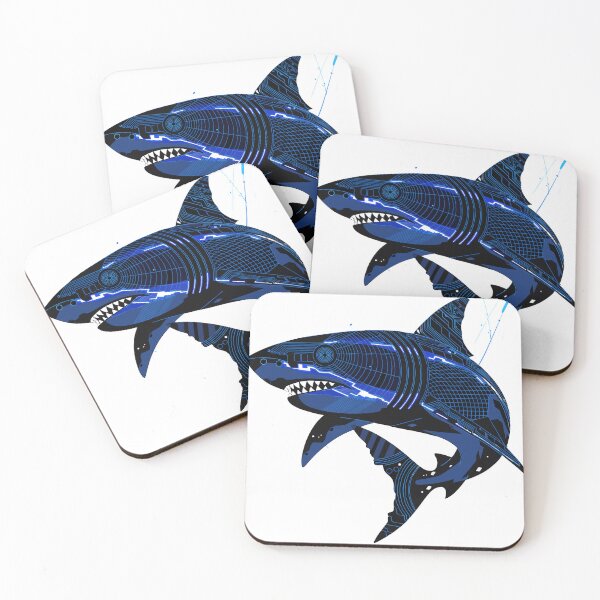Item preview, Futuristic Shark Cyber Ocean Sticker designed and sold by inkfusionhub99.