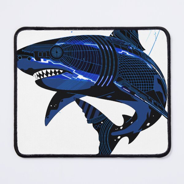 Item preview, Futuristic Shark Cyber Ocean Sticker designed and sold by inkfusionhub99.