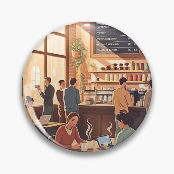 Item preview, Coffeeshop With People Sitting In Themor Standing By Them designed and sold by Echo Aesthetics.