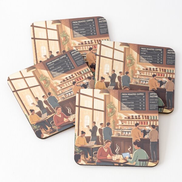 Item preview, Coffeeshop With People Sitting In Themor Standing By Them designed and sold by Echo Aesthetics.