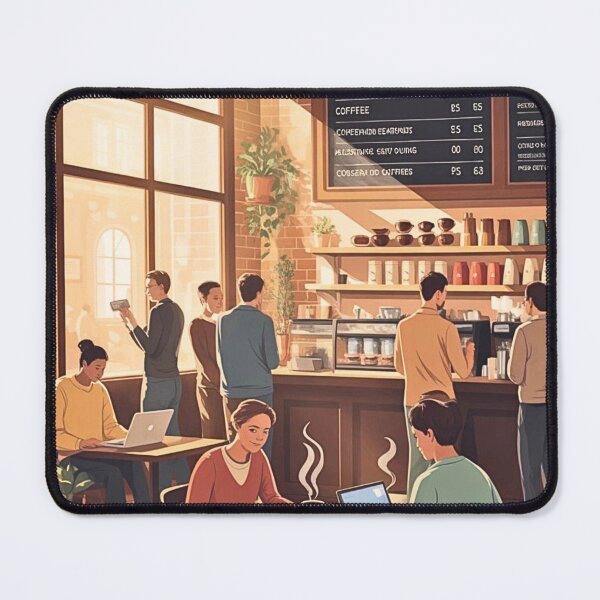 Item preview, Coffeeshop With People Sitting In Themor Standing By Them designed and sold by Echo Aesthetics.