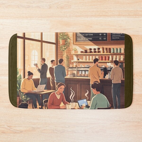 Item preview, Coffeeshop With People Sitting In Themor Standing By Them designed and sold by Echo Aesthetics.