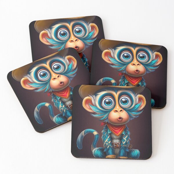 Item preview, Cute Cowboy Monkey with Big Blue Eyes and Hat designed and sold by Artessie.