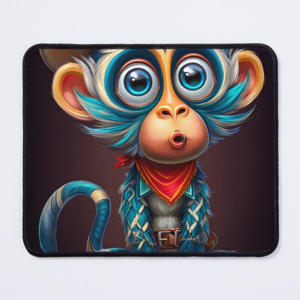 Item preview, Cute Cowboy Monkey with Big Blue Eyes and Hat designed and sold by Artessie.
