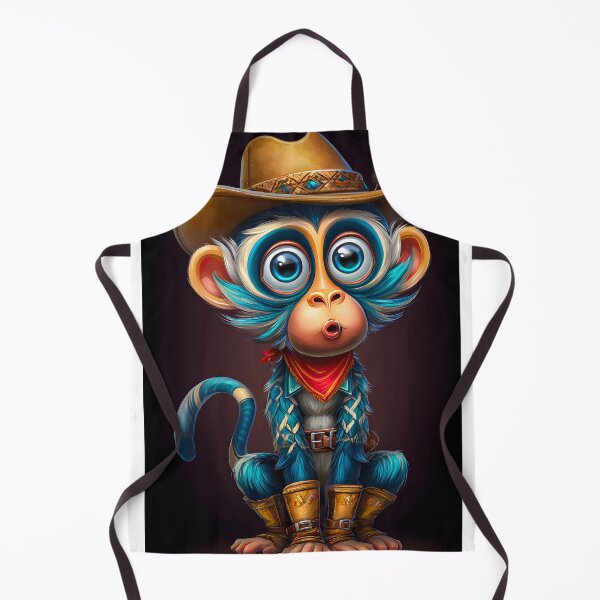 Item preview, Cute Cowboy Monkey with Big Blue Eyes and Hat designed and sold by Artessie.