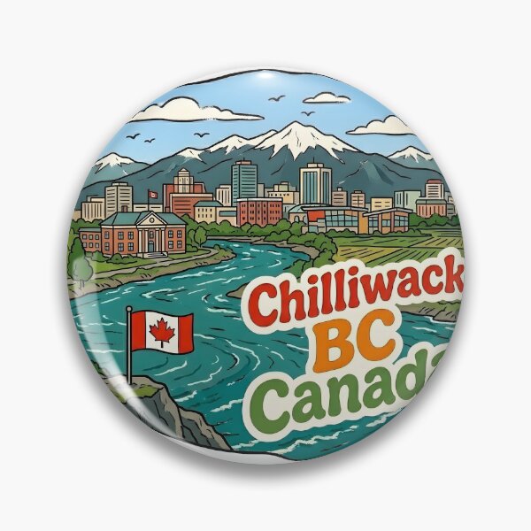 Item preview, Chilliwack BC Cute Skyline Colorful Cityscape Flag designed and sold by HowToCanadian.