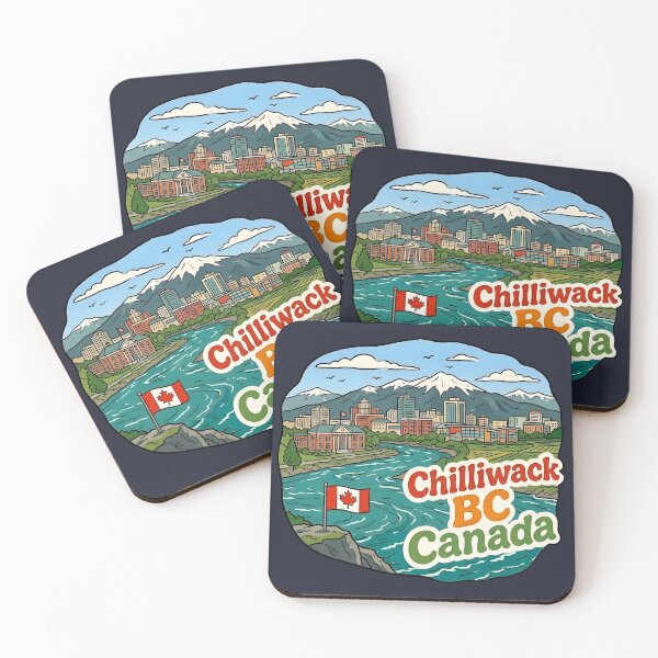 Item preview, Chilliwack BC Cute Skyline Colorful Cityscape Flag designed and sold by HowToCanadian.