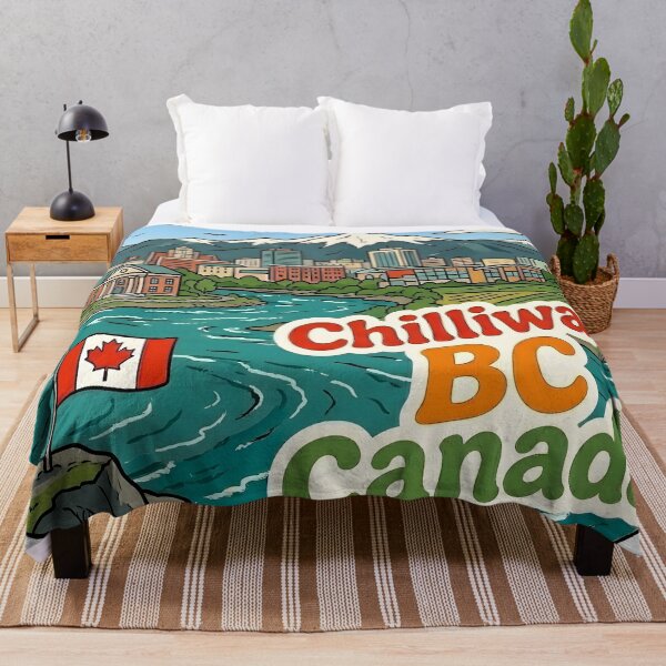 Item preview, Chilliwack BC Cute Skyline Colorful Cityscape Flag designed and sold by HowToCanadian.