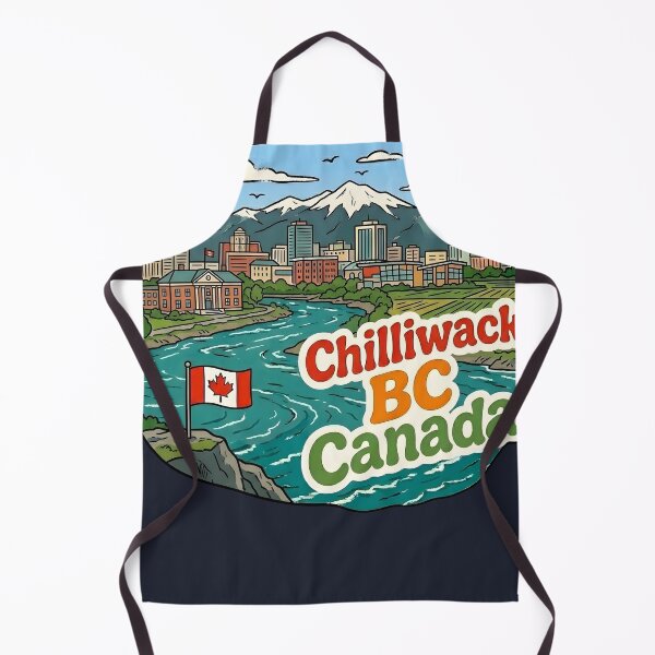 Item preview, Chilliwack BC Cute Skyline Colorful Cityscape Flag designed and sold by HowToCanadian.