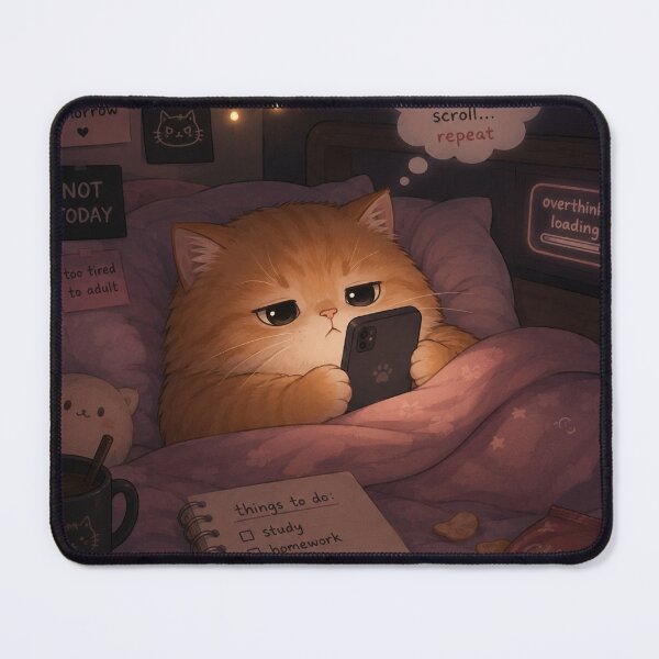 Item preview, Procrastination Cat Phone Bed Aesthetic designed and sold by Moody Vibes Studio.