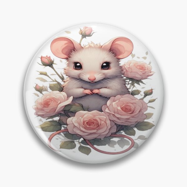 Item preview, Cute Mouse with Pink Roses designed and sold by PromisedArt.