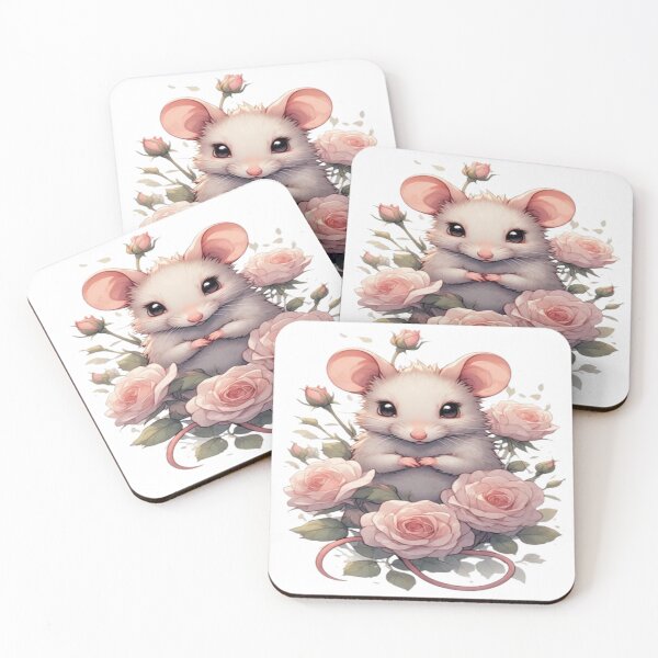 Item preview, Cute Mouse with Pink Roses designed and sold by PromisedArt.