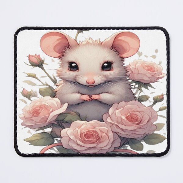 Item preview, Cute Mouse with Pink Roses designed and sold by PromisedArt.